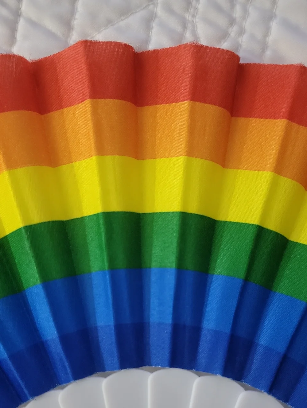 Rainbow Pride Folding Hand Fan - White Frame